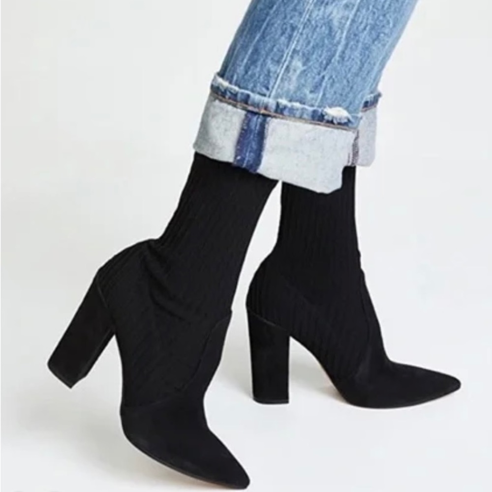 Dolce Vita Elon Sock Bootie Black Suede Size 7